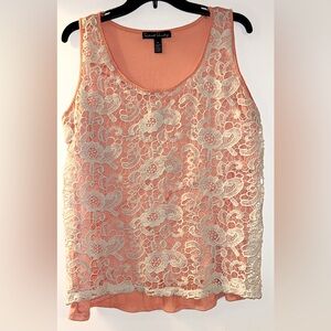 French Laundry brand, XL tank, pink with lace in the front